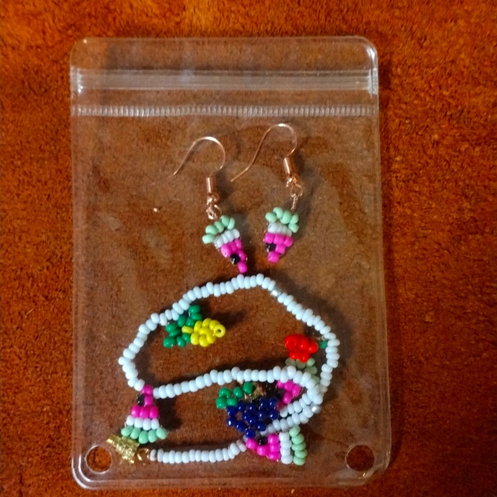 5/$25 Handmade seed bead fruit jewelry set